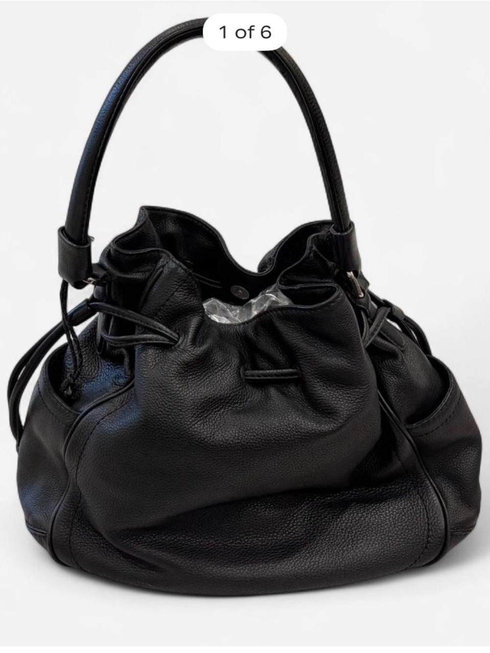 Black Cole Haan leather bucket bag
